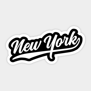 New York Cursive White Vintage Athletic Script Sticker